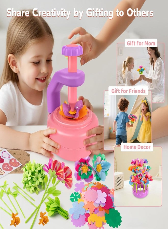 Cretargio Valentines Flower Making Kit - Valentines Day Gifts for Kids School Classroom - DIY Fabric Flower Bouquets Toys | Valentine's Arts & Crafts for 4 5 6 7 8 Year Toddler Girl - Image 4